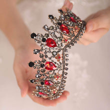 Load image into Gallery viewer, Vintage Red Rhinestones Tiara Crown