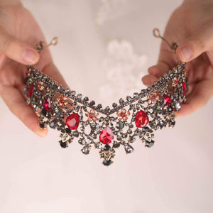Vintage Red Rhinestones Tiara Crown