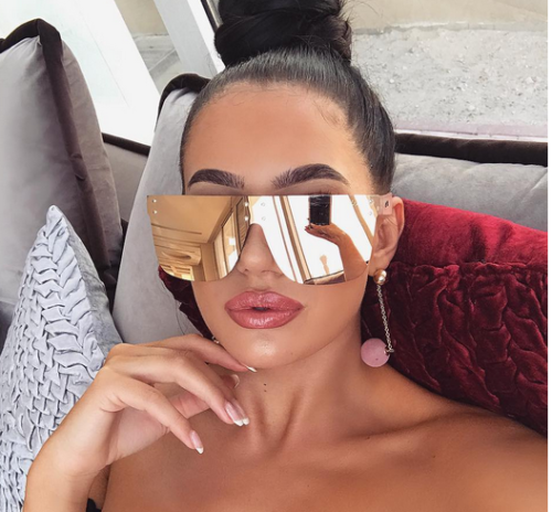 Reflective Gold Flat Top Oversized Floressa Sunglasses