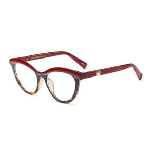 Tortoise Red Ombre Cat Eye Clear Glasses