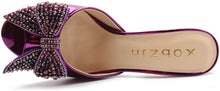 Load image into Gallery viewer, Aureate Purple Open Toe Jewel Block Shoes