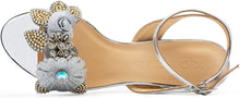 Load image into Gallery viewer, Floral Embellished Silver Women&#39;s Evening Chunky Shoes
