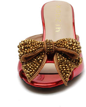 Load image into Gallery viewer, Ruby Red Open Toe Jewel Embellished Designer Shoes