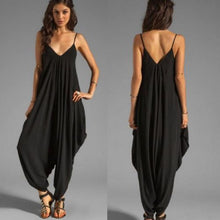 Load image into Gallery viewer, Plus Size High Fashion Bohemian Black Sleeveless Jumpsuit