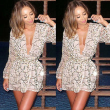 Load image into Gallery viewer, Champagne Gold Sparkle Sequin Tassel Mini Dress