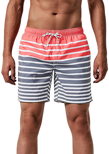 Men's Pink and Grey Swim Shorts