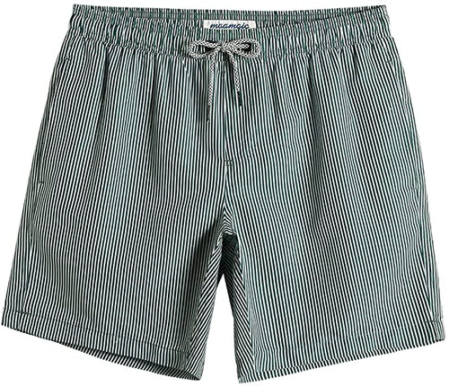 Men's Stripe Green Swim Shorts