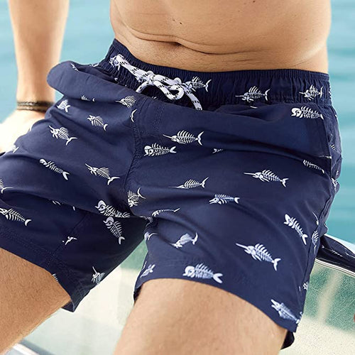 Men's Fishbone Navy Swim Shorts