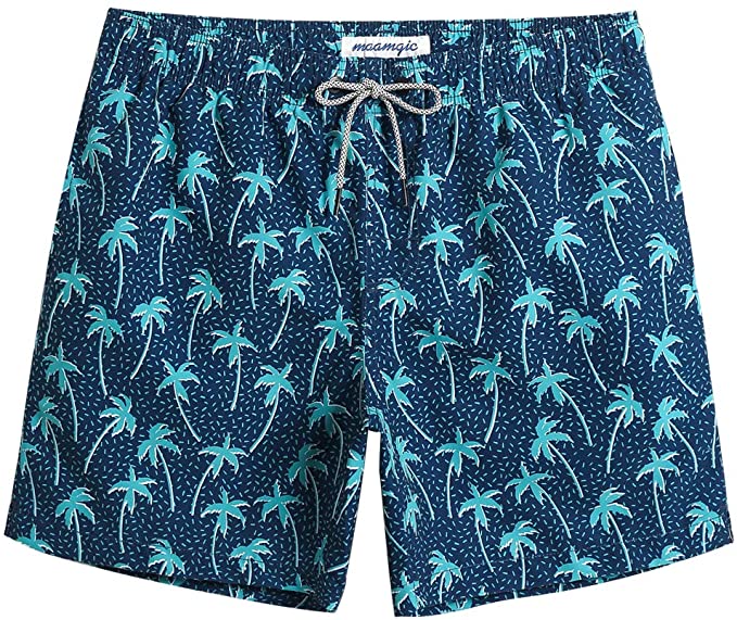 Men's Dark Blue Palm Tree Swim Shorts