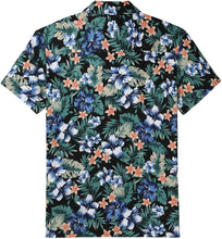 Load image into Gallery viewer, Summer Blue Flower Short Sleeve Button Up Hawaiian Shirt