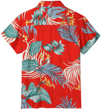 Load image into Gallery viewer, Summer Red Leaf Short Sleeve Button Up Hawaiian Shirt