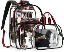 Load image into Gallery viewer, Durable Red-Black Clear Bookbags Transparent Backpack