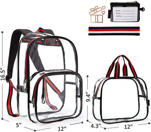 Durable Red-Black Clear Bookbags Transparent Backpack