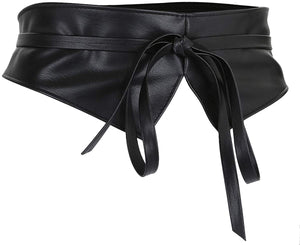 Obi Style  Brown Leather Cinch Waistband Belt
