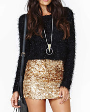 Load image into Gallery viewer, Beautiful Gold Sequin Mini Skirt