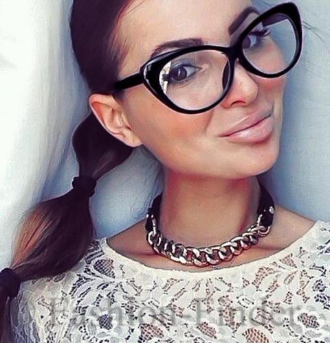 Retro Black Sexy Women Cat Eye Clear Glasses