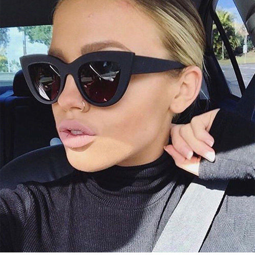 Matte Black Large Cat Eye Sunglasses