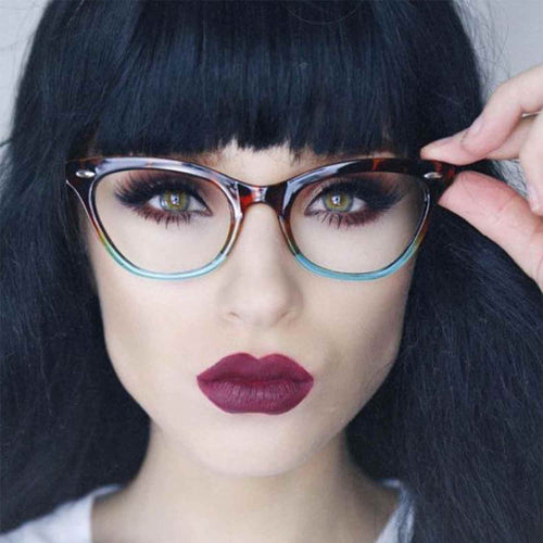 Turquoise Ombre Cat Eye Clear Lens Tortoise Frames