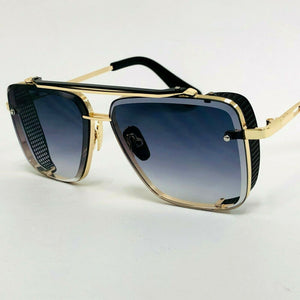 Men's Square Black Gradient with Gold Detail Sunglasses