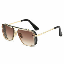 Load image into Gallery viewer, Men&#39;s Square Black Gradient with Gold Detail Sunglasses