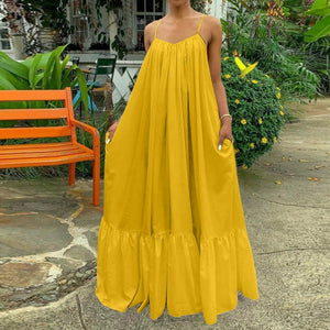 Whispering Summer Yellow Sleeveless Maxi Dress