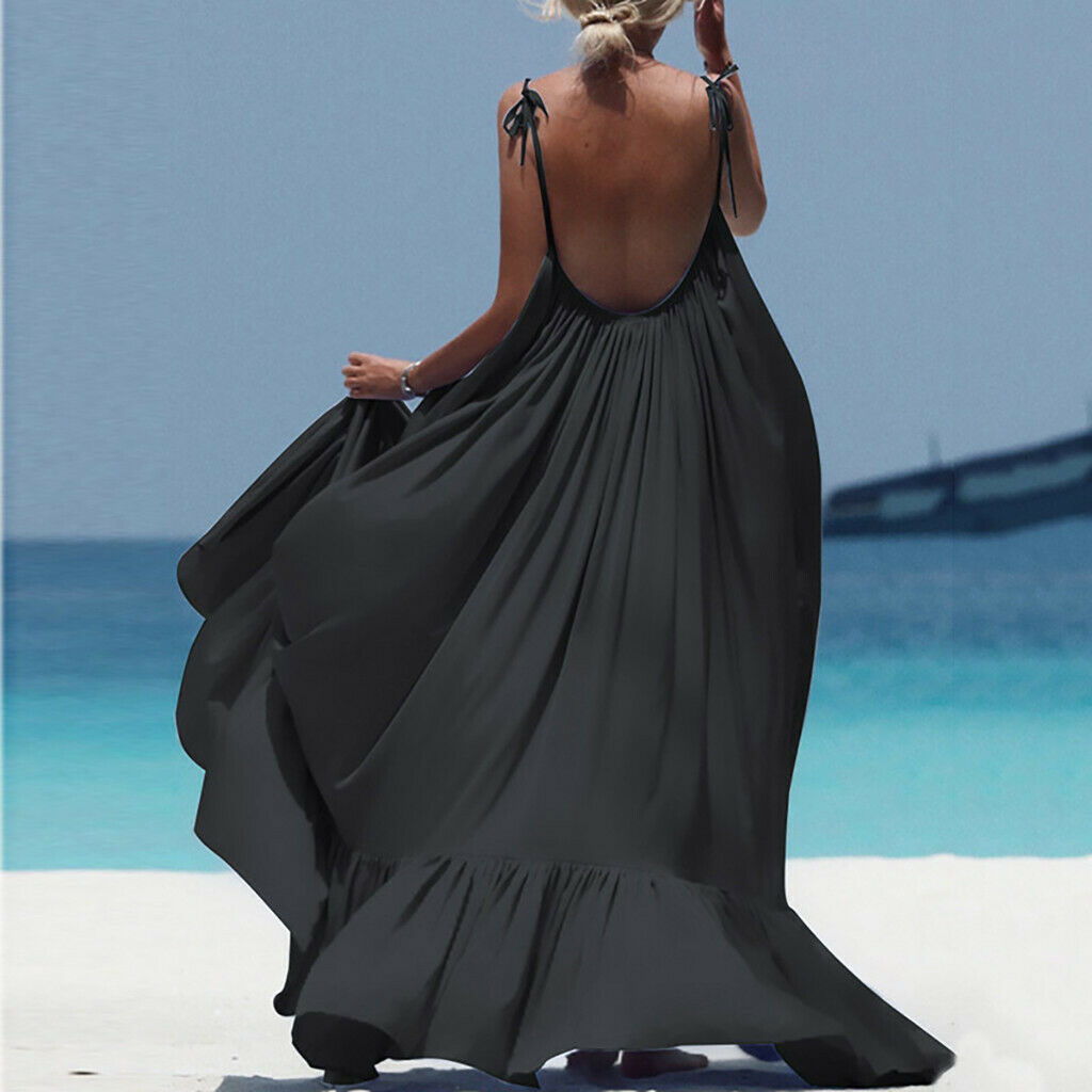 Island Oasis Black Backless Maxi Dress