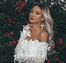 Load image into Gallery viewer, French Lace Off Shoulder White Mini Dress