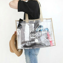 Load image into Gallery viewer, Khaki Waterproof Jelly Clear Transparent Tote Style Beach Bag