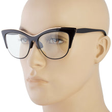 Load image into Gallery viewer, Black Cat Eye Defined Framed Clear Wayfarer Glasses