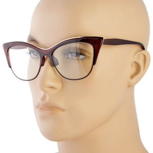 White Cat Eye Defined Framed Clear Wayfarer Glasses