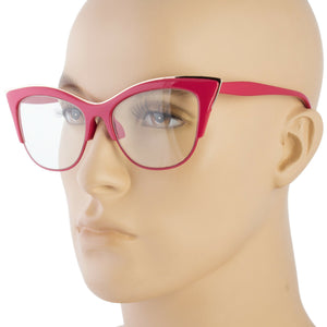 White Cat Eye Defined Framed Clear Wayfarer Glasses
