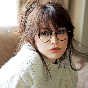 Vintage Style Round Oval Black & Gold Clear Lens Eye Glasses