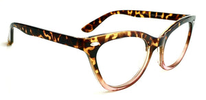 Tortoise & Pink Ombre Cat Eye Clear Lens Two Tone Glasses