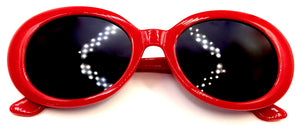 "Superficial" Red & Black Round Oval Sunglasses