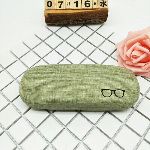 Linen Hard Shell Green Eyewear/Frame Glasses Case Holder