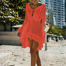 Load image into Gallery viewer, White Crochet Bell Sleeve Dress Cover Up