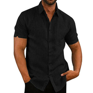 Men's Gray Button Down Short Sleeve Shirt