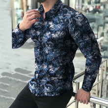Load image into Gallery viewer, Men&#39;s Mint Blue Modern Multi Floral Long Sleeve Button Down Shirt