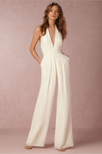 Load image into Gallery viewer, Giovanni White Halter Wide Leg Jumpsuit