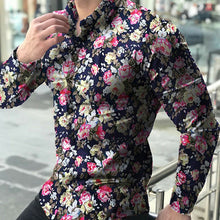 Load image into Gallery viewer, Men&#39;s Mint Blue Modern Multi Floral Long Sleeve Button Down Shirt