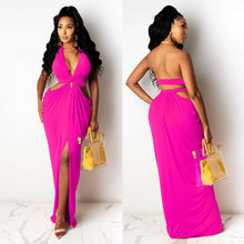 Load image into Gallery viewer, Summer Oasis Hot Pink Halter Cut Out Maxi Dress