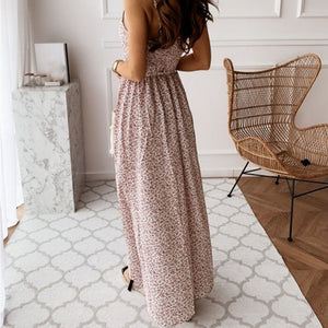 Floral Boho Black Sleeveless Button Down Maxi Dress