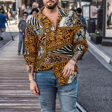 Load image into Gallery viewer, Men&#39;s Leopard Striped Loose Fit Long Sleeve Top