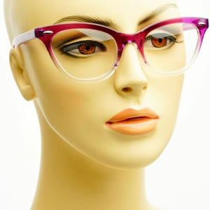 Luscious Brown Cat Eye Clear Ombre Eyeglasses