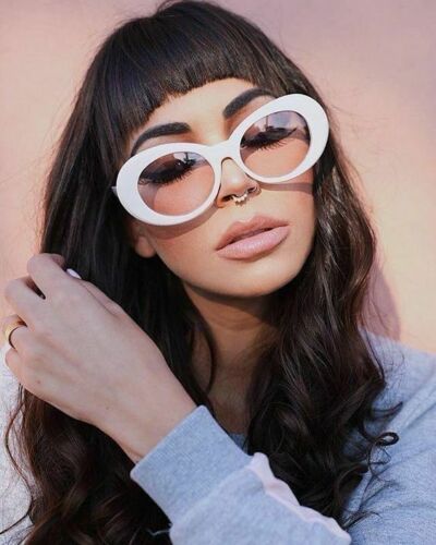 White Clear Round Oval Sunglasses