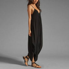 Load image into Gallery viewer, Plus Size High Fashion Bohemian Black Sleeveless Jumpsuit