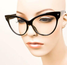 Load image into Gallery viewer, Tahiti Black Oversized Cat Eye Clear Frames