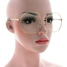 Load image into Gallery viewer, Silver/Black Metal Vintage Style Octagon Style Clear Glasses