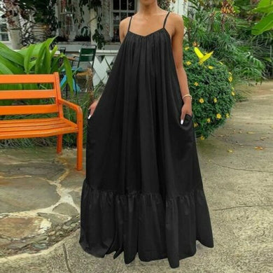 Whispering Summer Black Sleeveless Maxi Dress