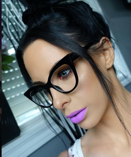 Black Oversized Cat Eye Shayla Style Designer Clear Glasses